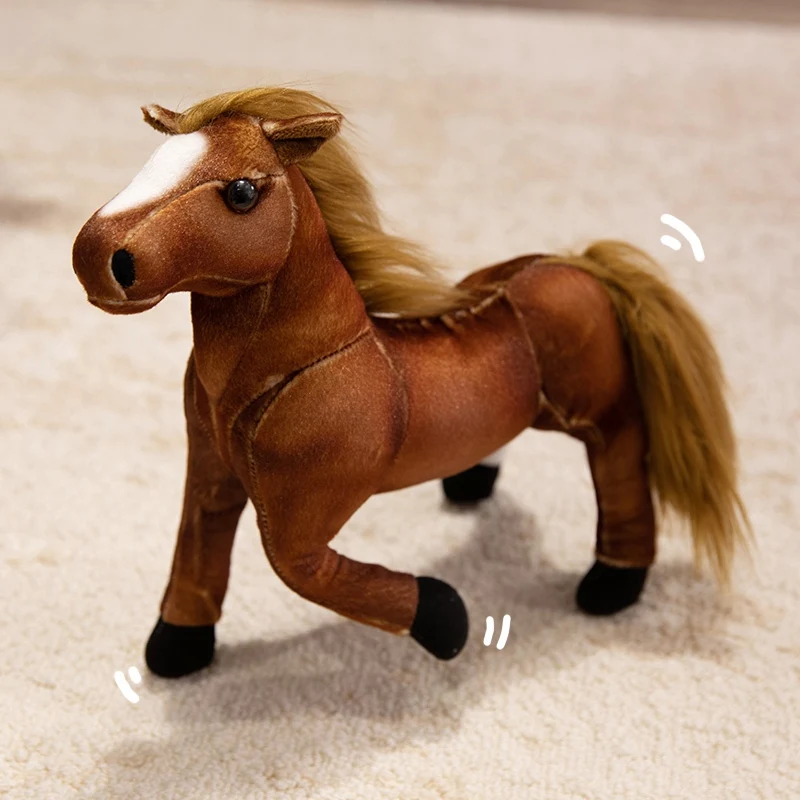 Adorable White Head Spot Brown Horse Plush