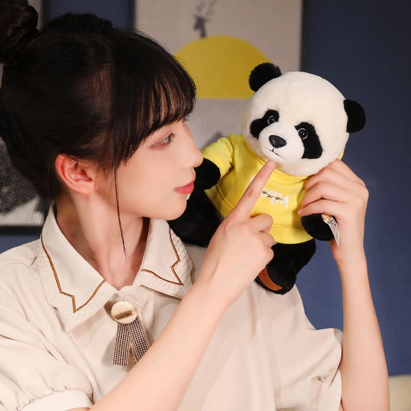 Yellow Hoodie Panda Plush