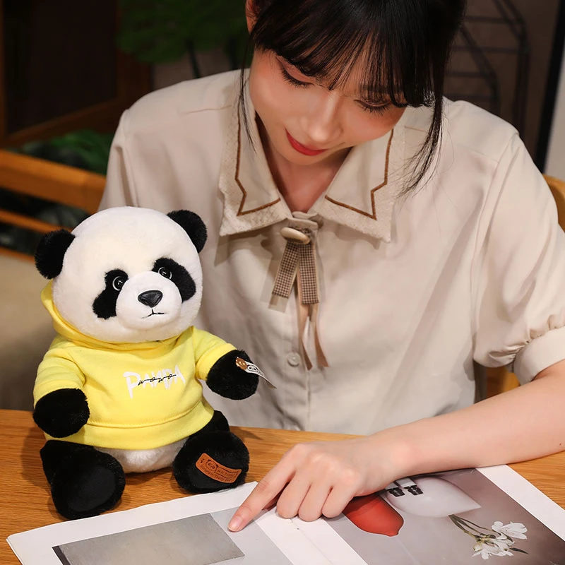 Yellow Hoodie Panda Plush