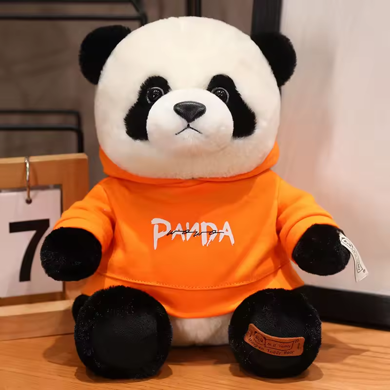 Orange Hoodie Panda Plush