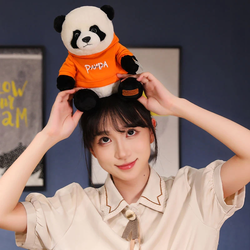 Orange Hoodie Panda Plush