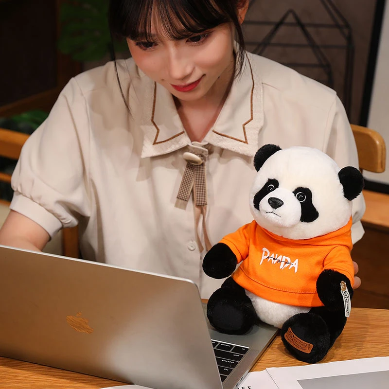Orange Hoodie Panda Plush