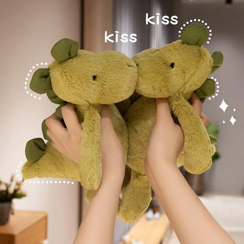 Cute Fluffy Green Dinosaur Plush