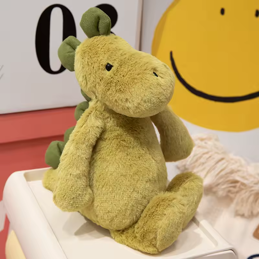 Cute Fluffy Green Dinosaur Plush