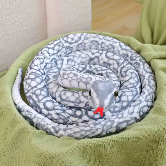 White & Grey Cute Snake Plush Toy