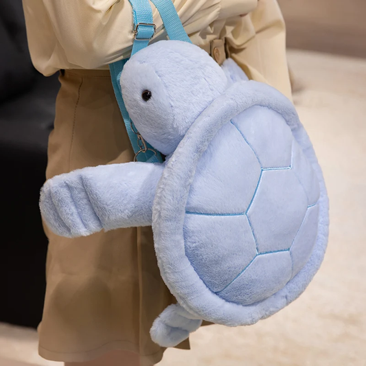 Blue Fluffy Turtle Backpack