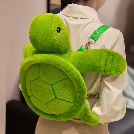 Green Fluffy Turtle Backpack