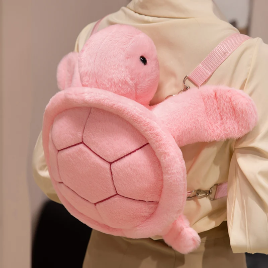 Pink Fluffy Turtle Backpack