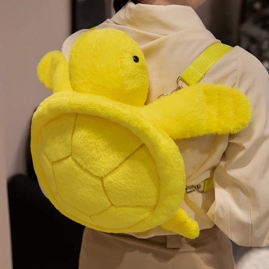 Yellow Fluffy Turtle Backpack