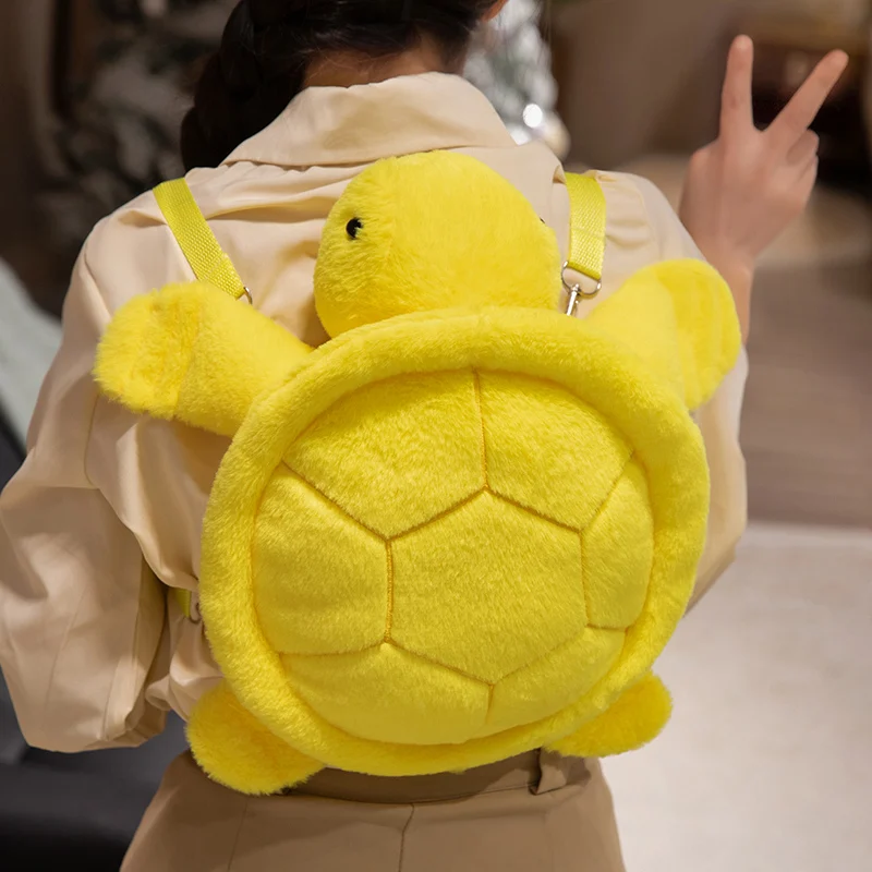 Yellow Fluffy Turtle Backpack