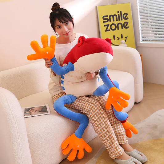 Red Jumbo Frog Plush With Fluffy Blanket