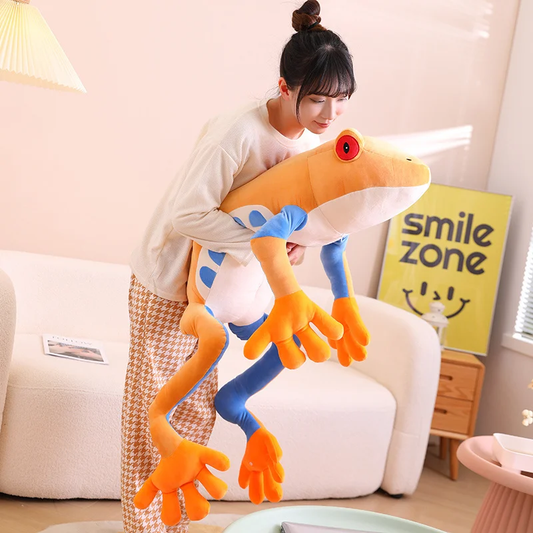 Orange Jumbo Frog Plush With Fluffy Blanket