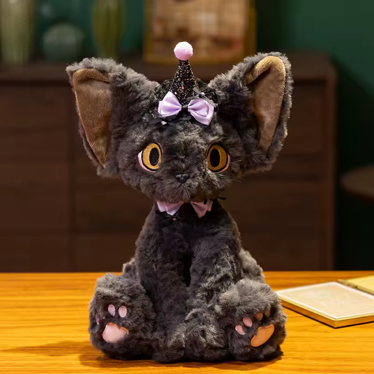 Purple Hat Halloween Fluffy Cat Plush