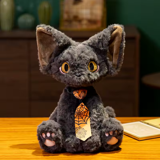 Orange Tie Halloween Fluffy Cat Plush