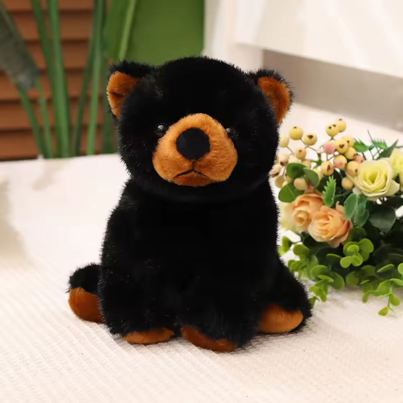 Cute Fluffy Black Bear Plush Toy