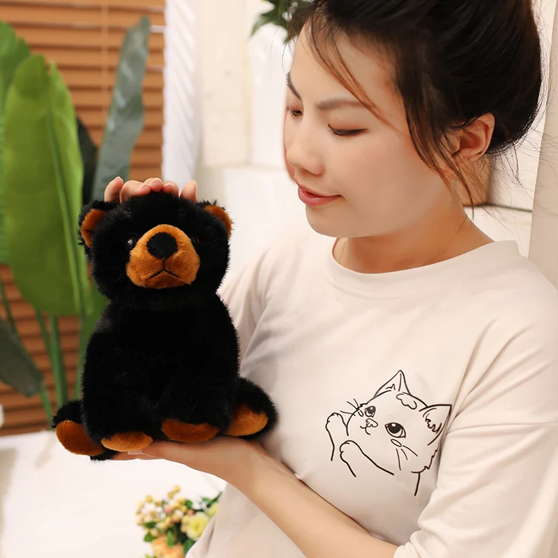 Cute Fluffy Black Bear Plush Toy