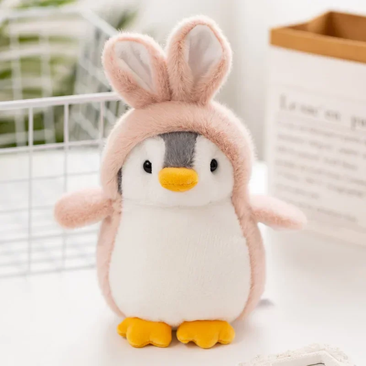 Pink Fluffy Bunny Penguin Plush