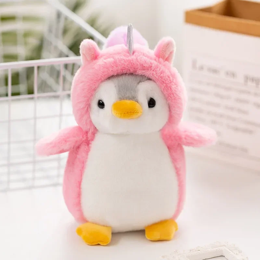 Pink Fluffy Unicorn Penguin Plush