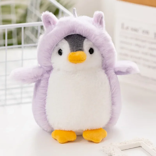 Purple Fluffy Unicorn Penguin Plush