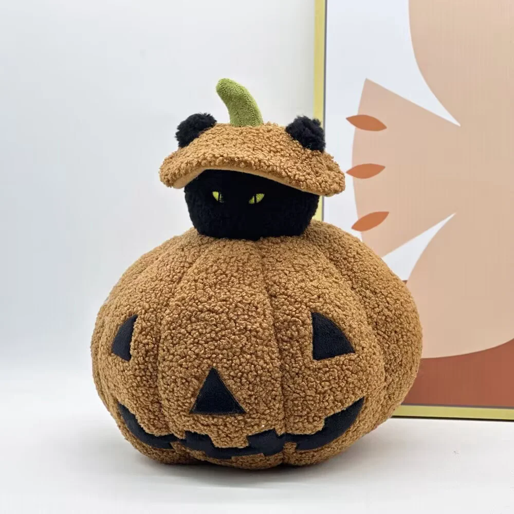 Black Cat In Pumpkin Plush Toy
