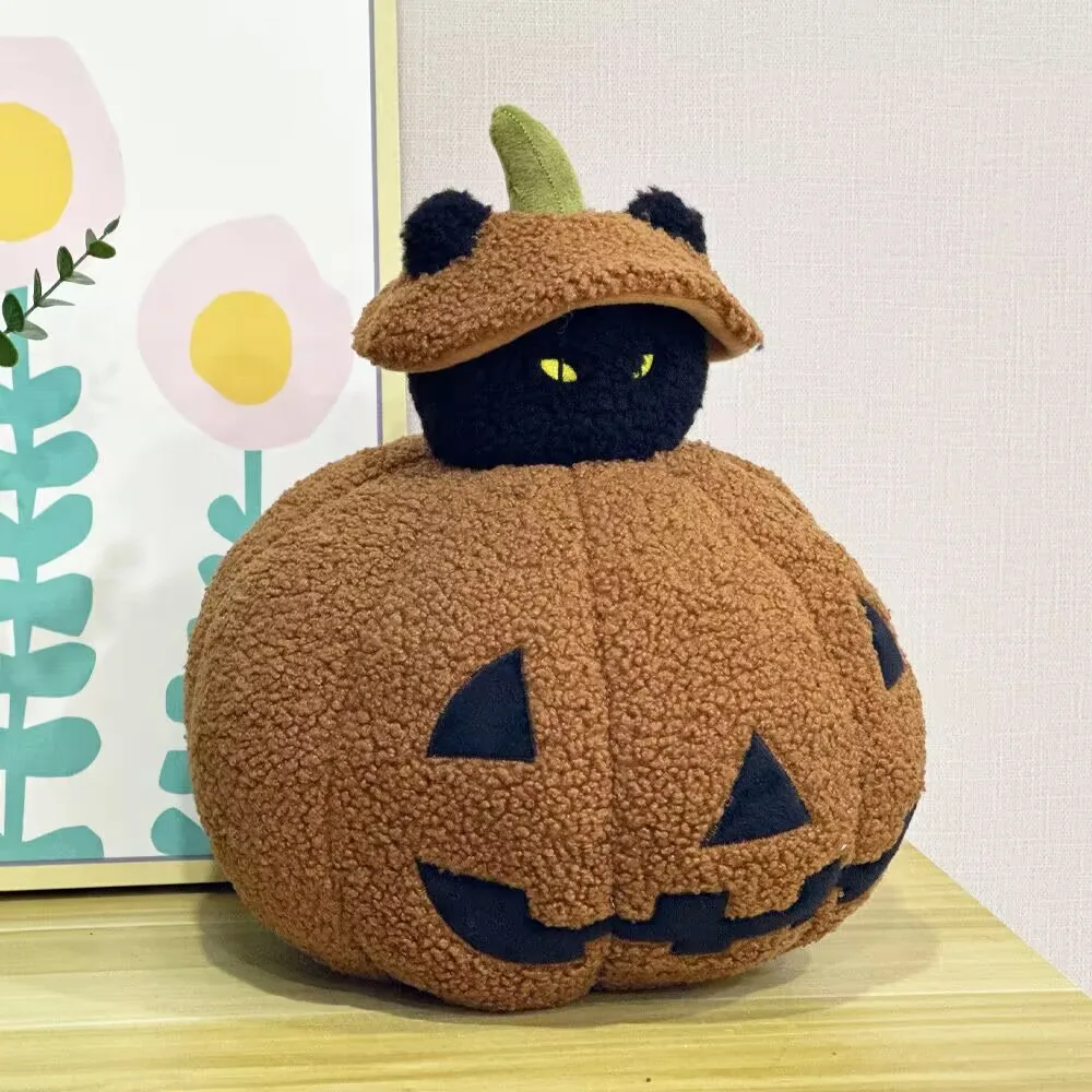 Black Cat In Pumpkin Plush Toy