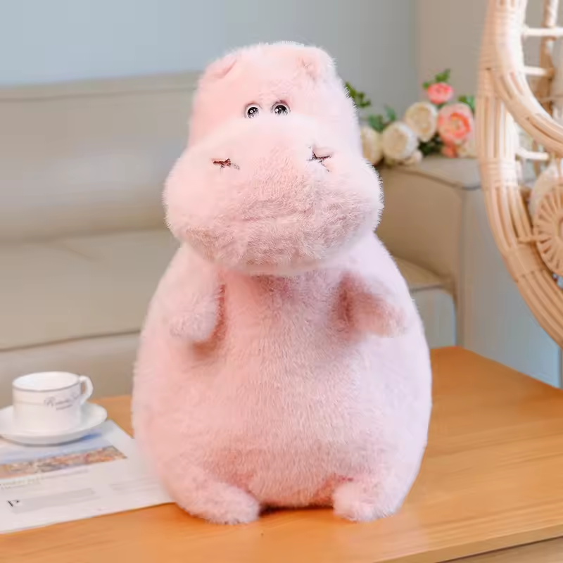 Big Pink Fluffy Hippo Plush