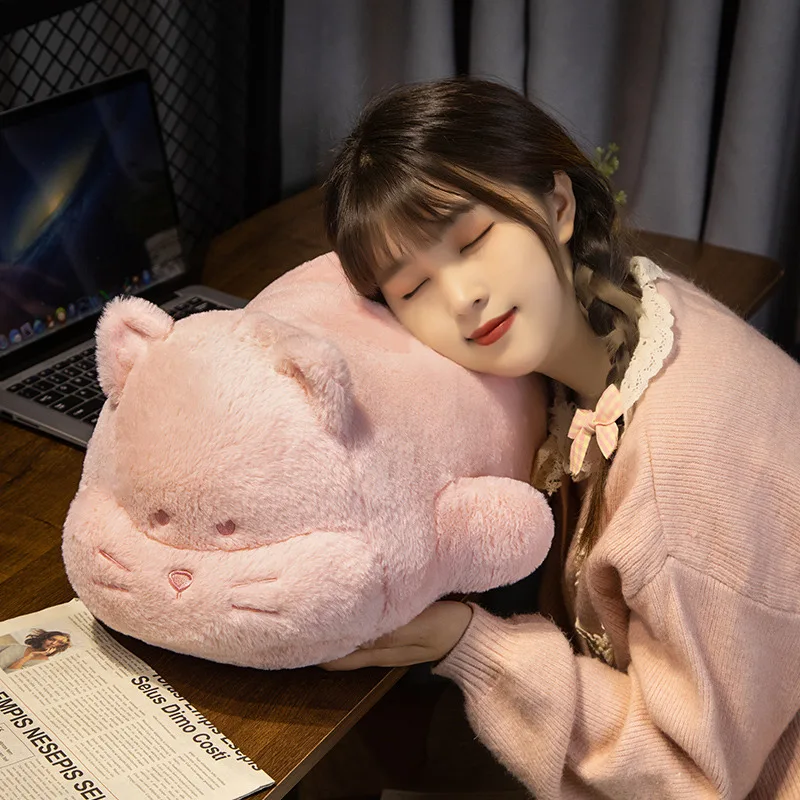 Big Fluffy Pink Cat Pillow Plush