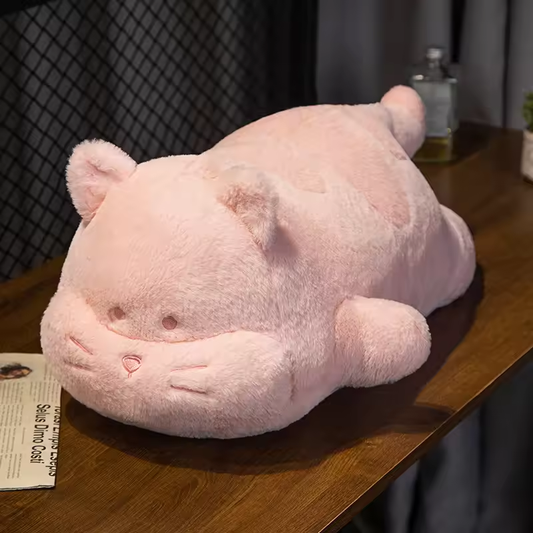 Big Fluffy Pink Cat Pillow Plush