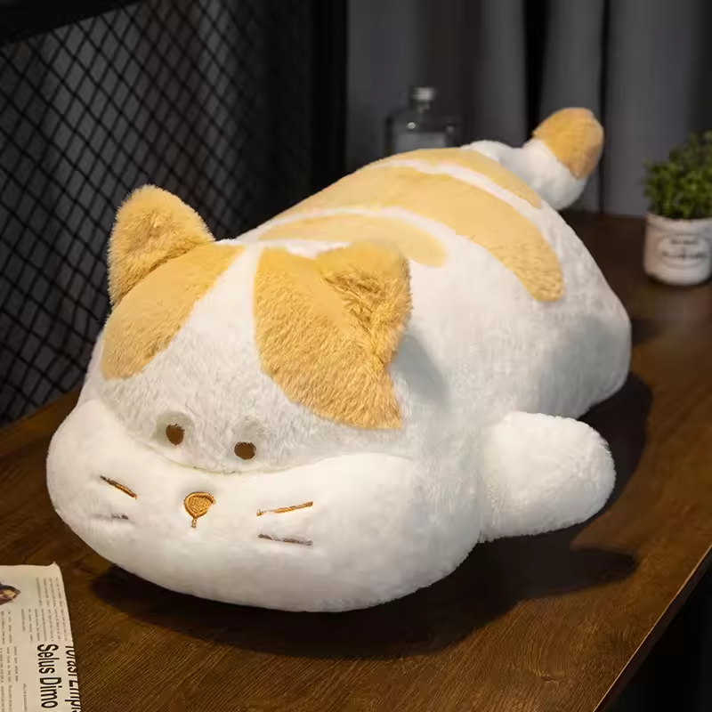 Big Fluffy White & Orange Cat Pillow Plush
