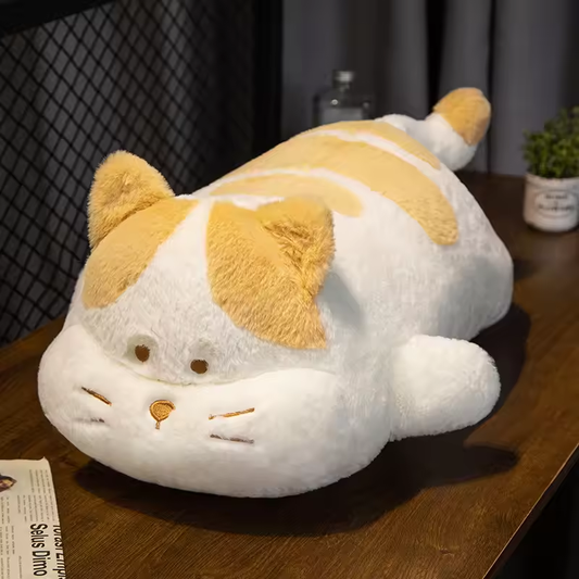 Big Fluffy White & Orange Cat Pillow Plush