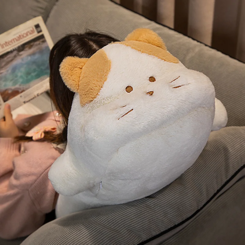 Big Fluffy White & Orange Cat Pillow Plush
