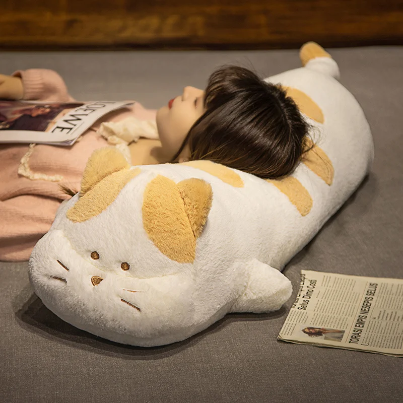 Big Fluffy White & Orange Cat Pillow Plush