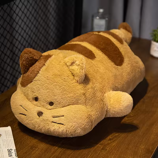 Big Fluffy Orange & Brown Cat Pillow Plush