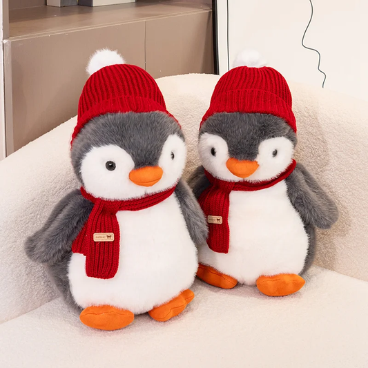 Big Cute Fluffy Winter Penguin Plush