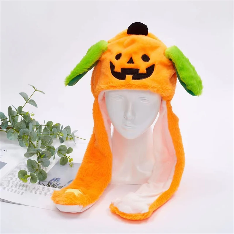 Fluffy Moving Ears Pumpkin Beanie