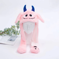 Fluffy Moving Ears Pink Ghost Beanie