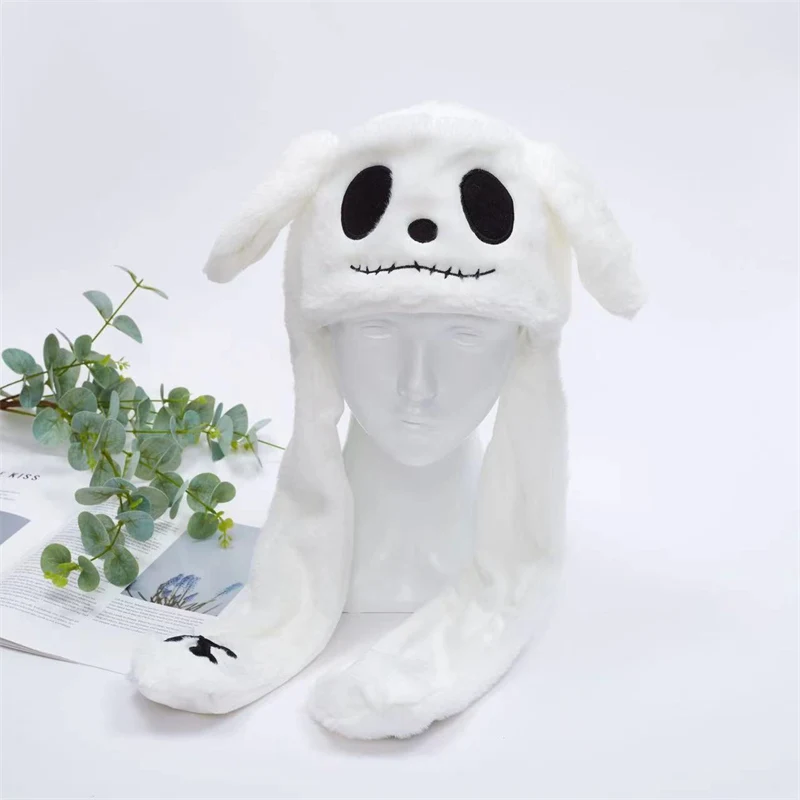 Fluffy Moving Ears White Ghost Beanie