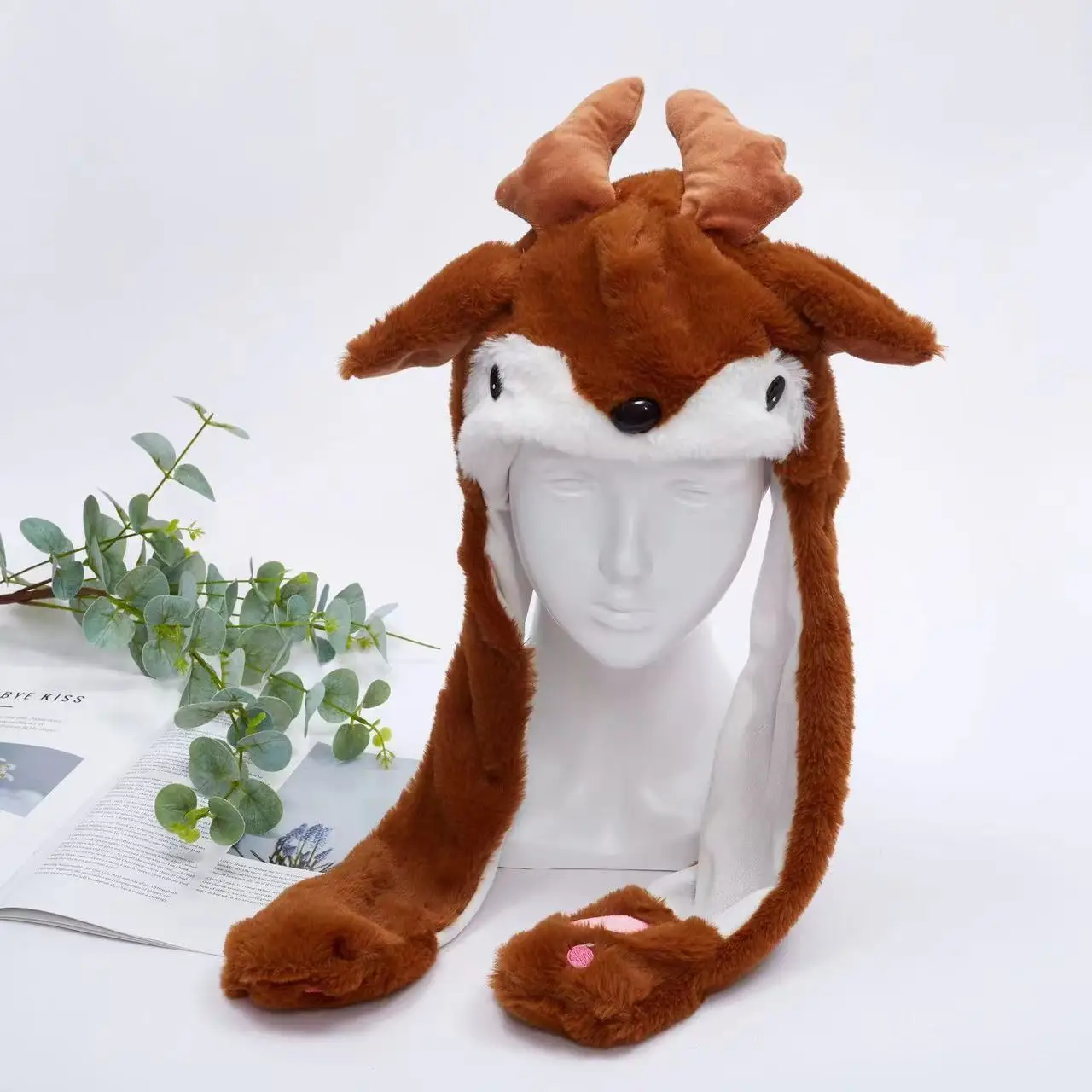 Fluffy Moving Ears Elk Beanie
