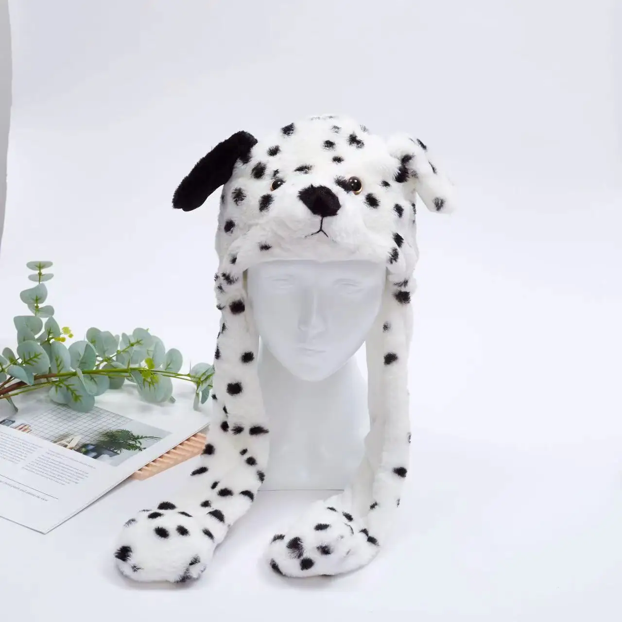 Fluffy Moving Ears Dalmatian Dog Beanie