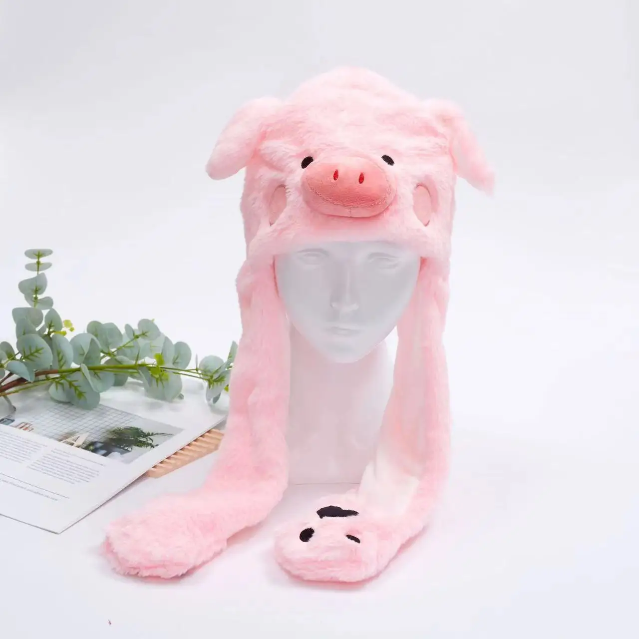 Fluffy Moving Ears Pig Beanie