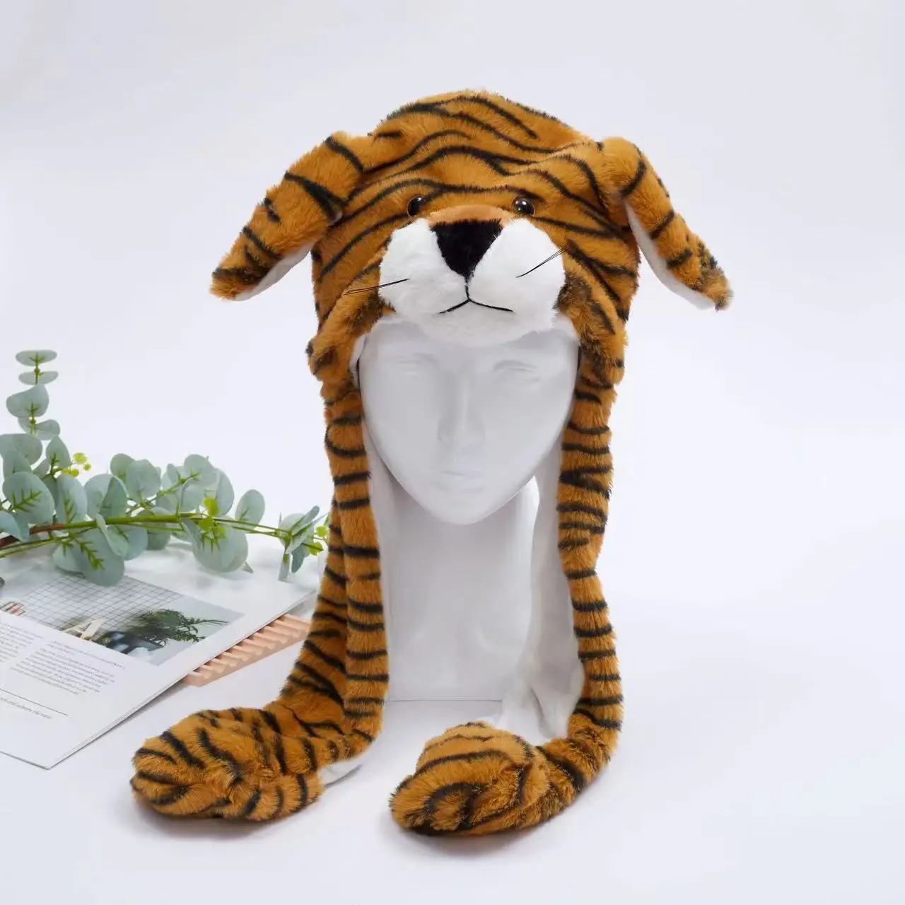 Fluffy Moving Ears Tiger Beanie