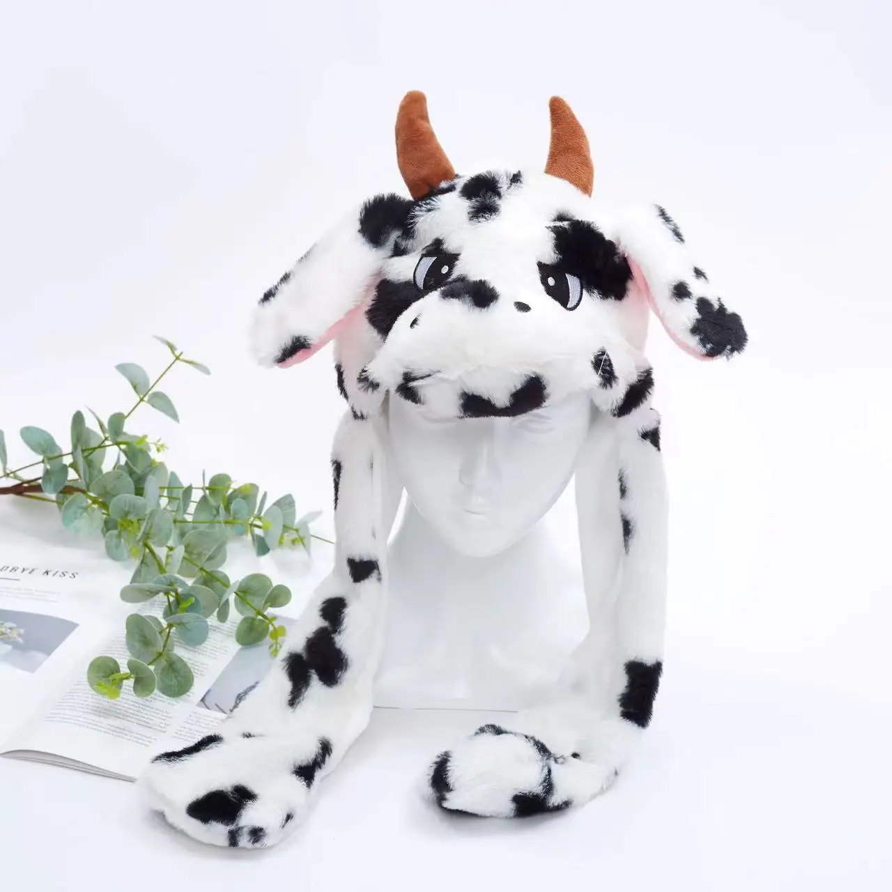 Fluffy Moving Ears Cow Beanie