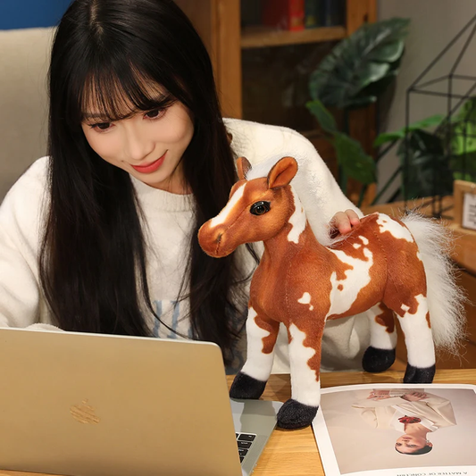 Brown & White Big Horse Plush