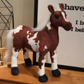 White & Dark Brown Big Horse Plush