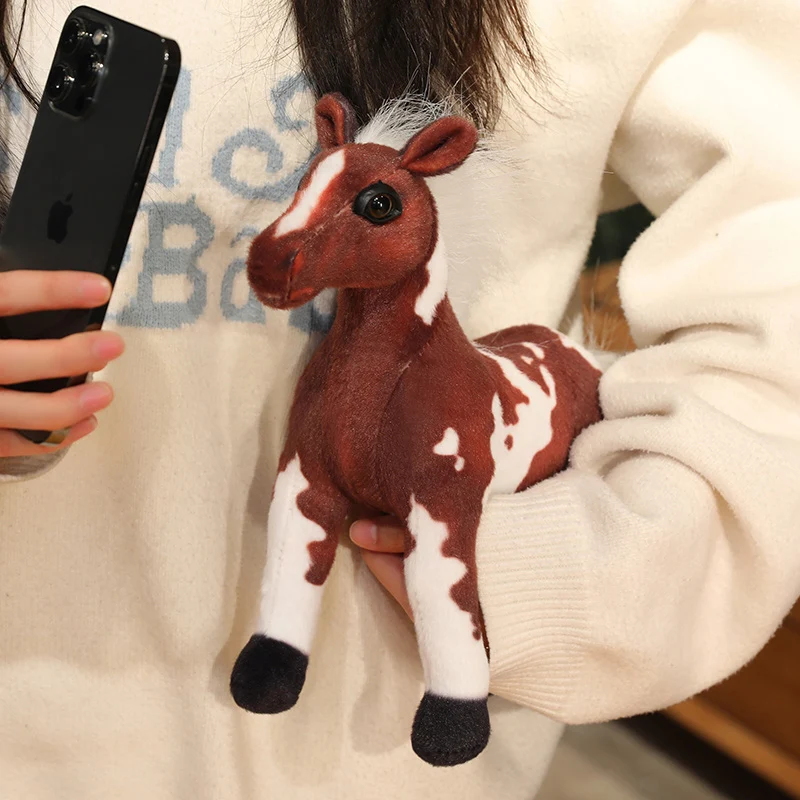 White & Dark Brown Big Horse Plush