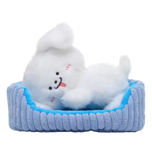 Sleeping Dog With Blue Bed Plush