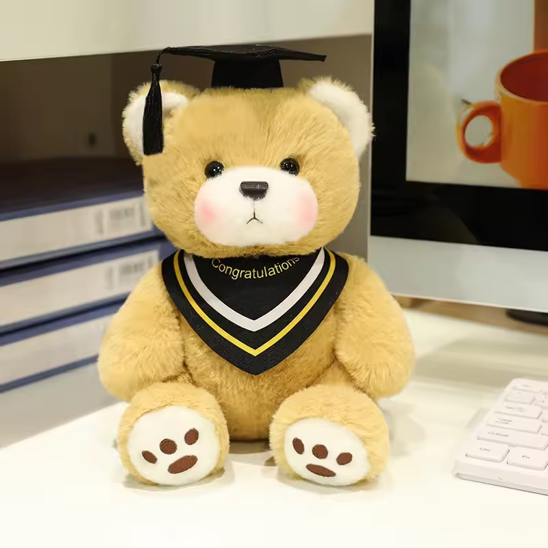 Yellow Graduation Triangle Ribbon Bear Plush