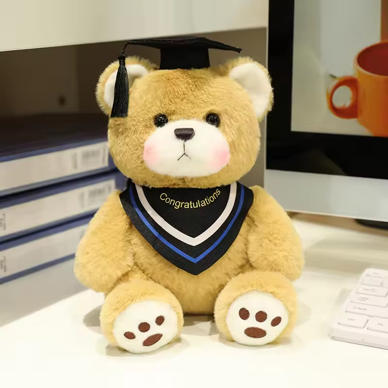 Blue Graduation Triangle Ribbon Bear Plush