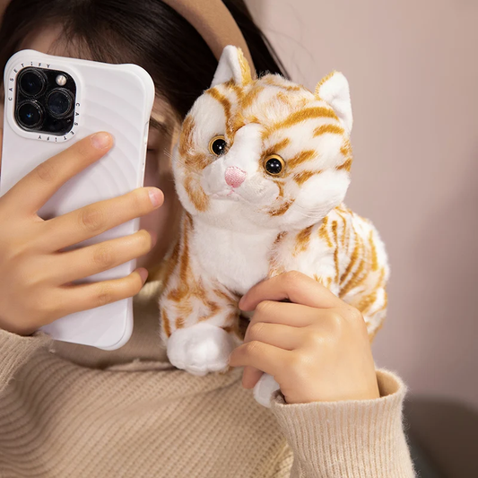 Orange Stripes White Cat Plush Toy