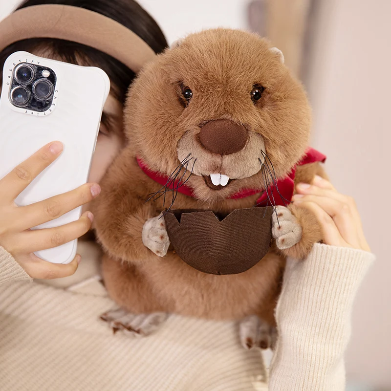 Fluffy Marmot With Bowl Plush